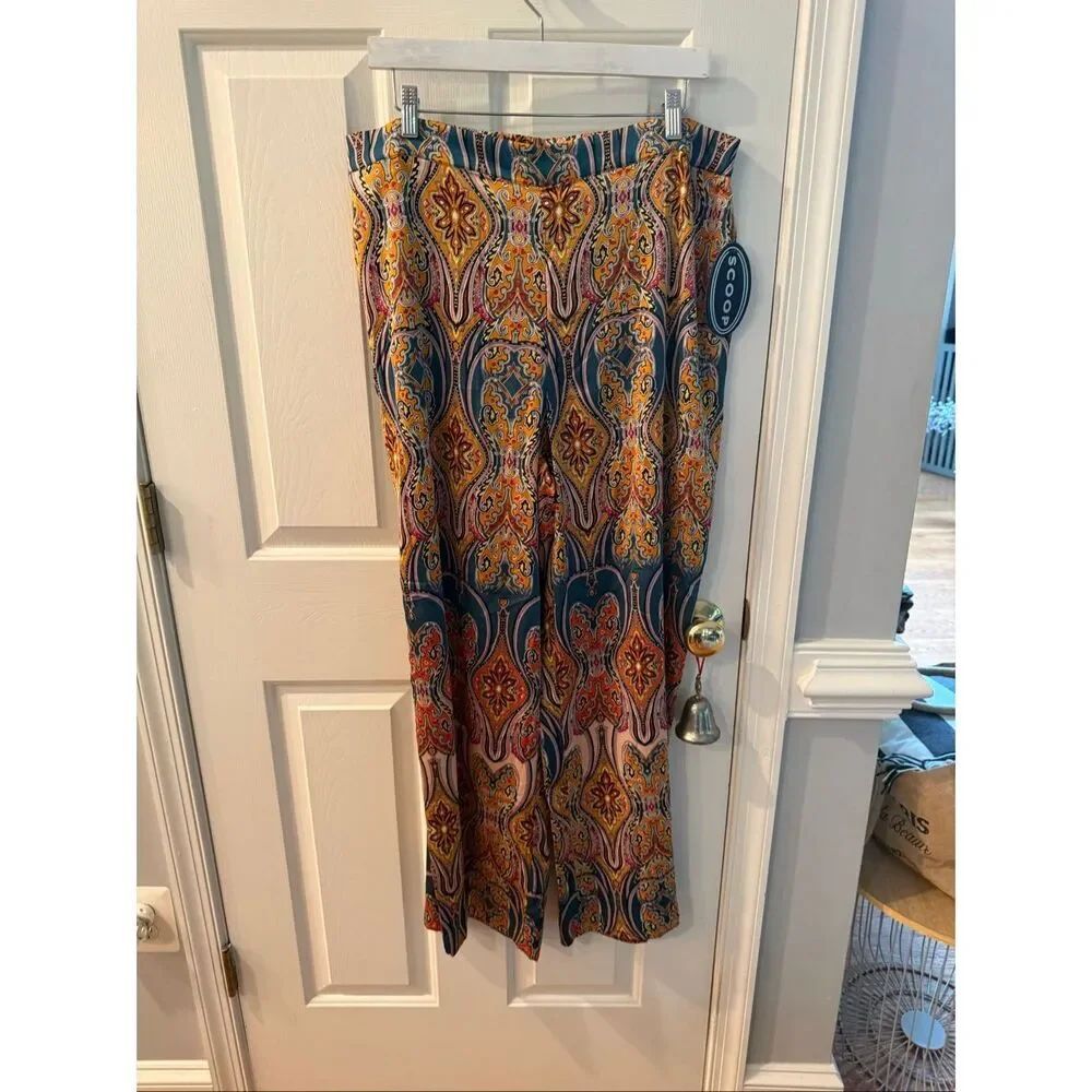 Scoop Psychedelic Multi Color Wide Leg Pants sz XL 16/18 NWT